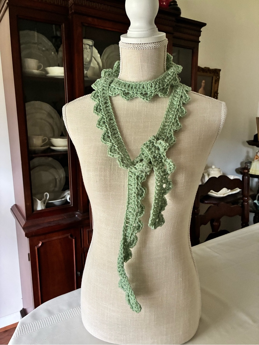 Handmade Cheerful Green Crochet y2k scarf